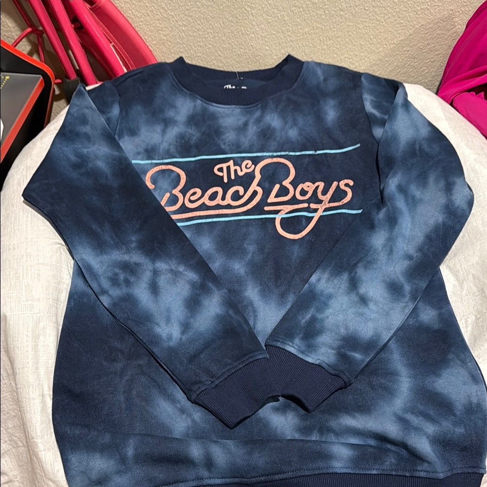 Blue Crewneck Sweater with Tie-Dye Effect